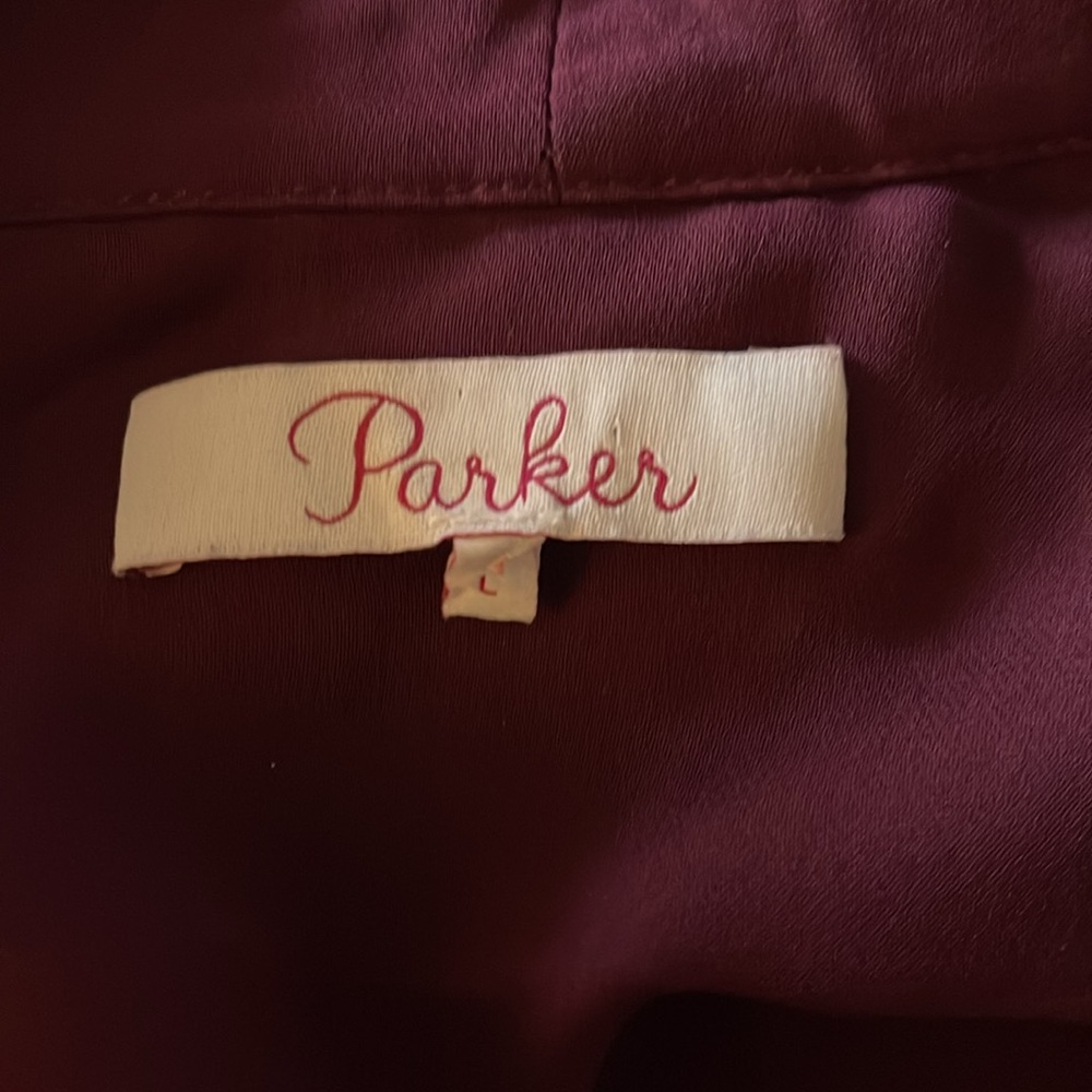 Parker Cathryn Silk Mini Dress with Tie neck and ruffled hem - Picture 3 of 4